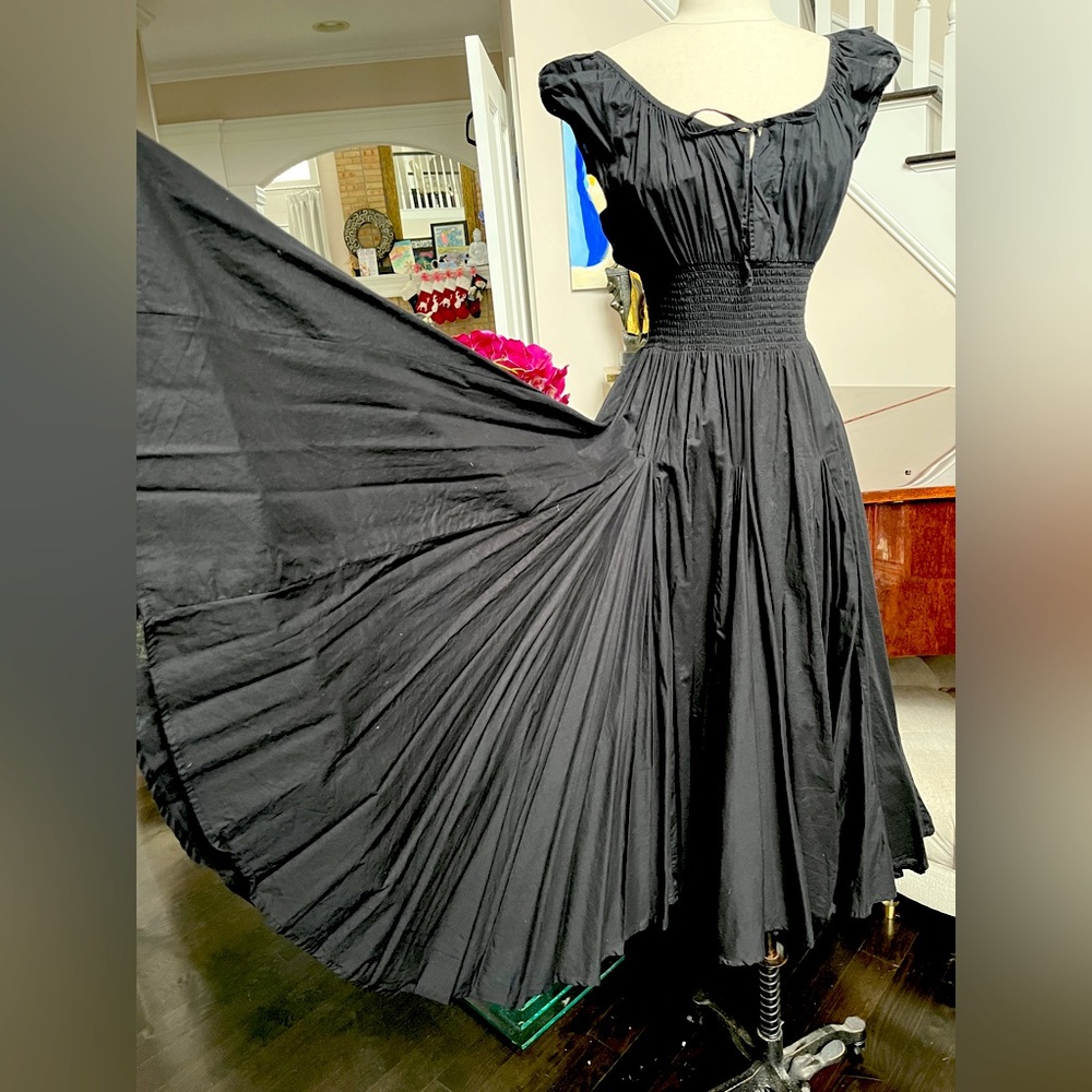 Classic Black Maxi Dress with Smocked Waist